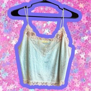 ELISSIA vintage 80s Cropped Cami Camisole S M Victorias Secret Tank Coquette 70s